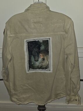 Zara Relaxed Fit Jacket in Beige with Black Label